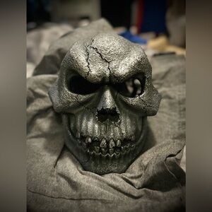 Blue Grey Horror Hell Charred Coking Skull Mask Masquerade Haunted House